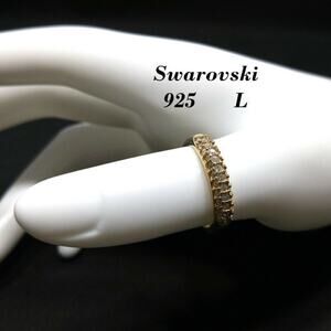 Swarovski Ring Swan Logo 925 Rhinestone Band Size 8.25 Stamped L Swan 925